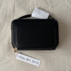 Malibu skye Black Crossbody Bag faux leather casual wallet bag purse